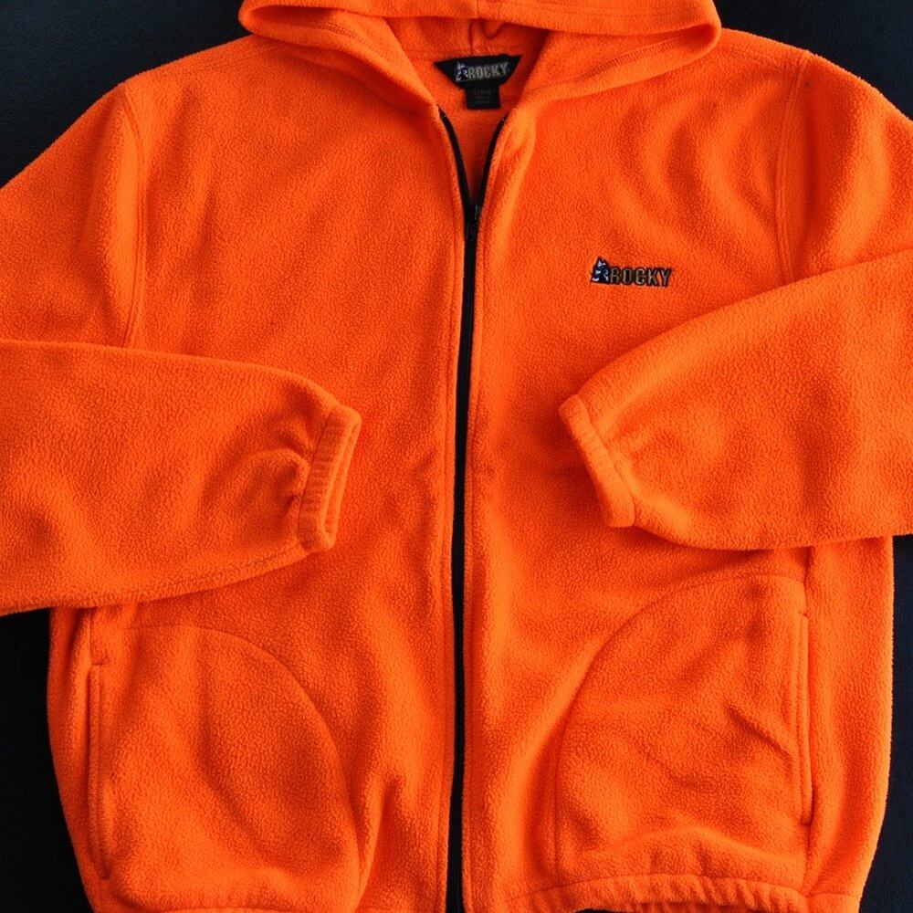 Rocky Orange Full Zip-Up Fleece Hoodie w/ Pockets Large